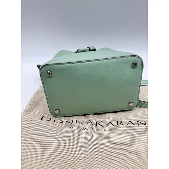 Donna Karan NY Lawrence smooth leather bucket crossbody bag -Jade/Sage USED - Picture 14 of 16